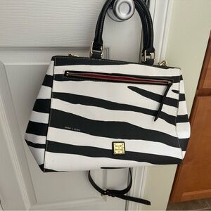 Dooney & Bourke Saffiano Zip Satchel in Eye-catching Zebra